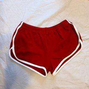 AMERICAN APPAREL RED INTERLOCK WOMEN'S VARSITY  COTTON RUNNING SHORTS SMALL USA